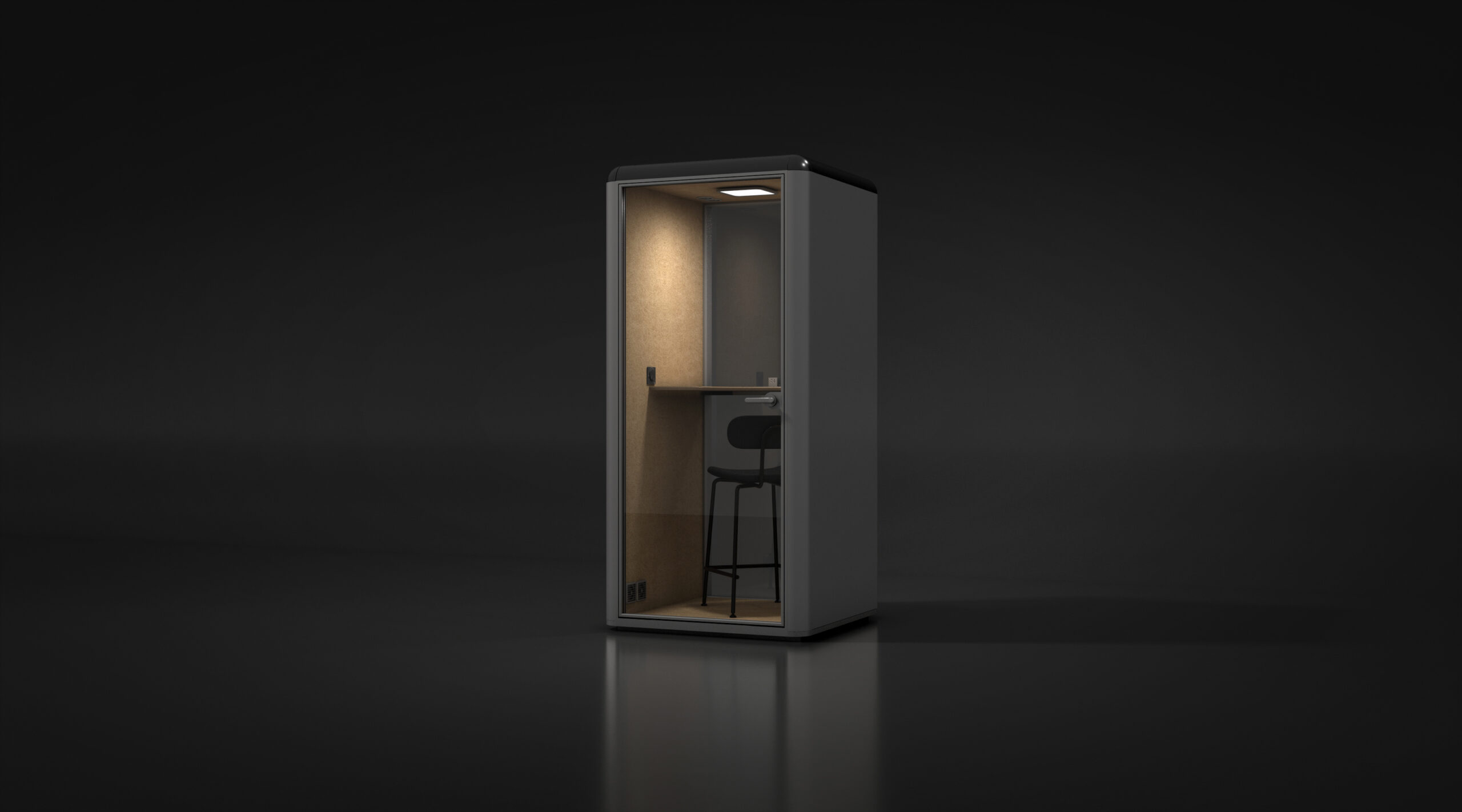 cabina S gris fons negre